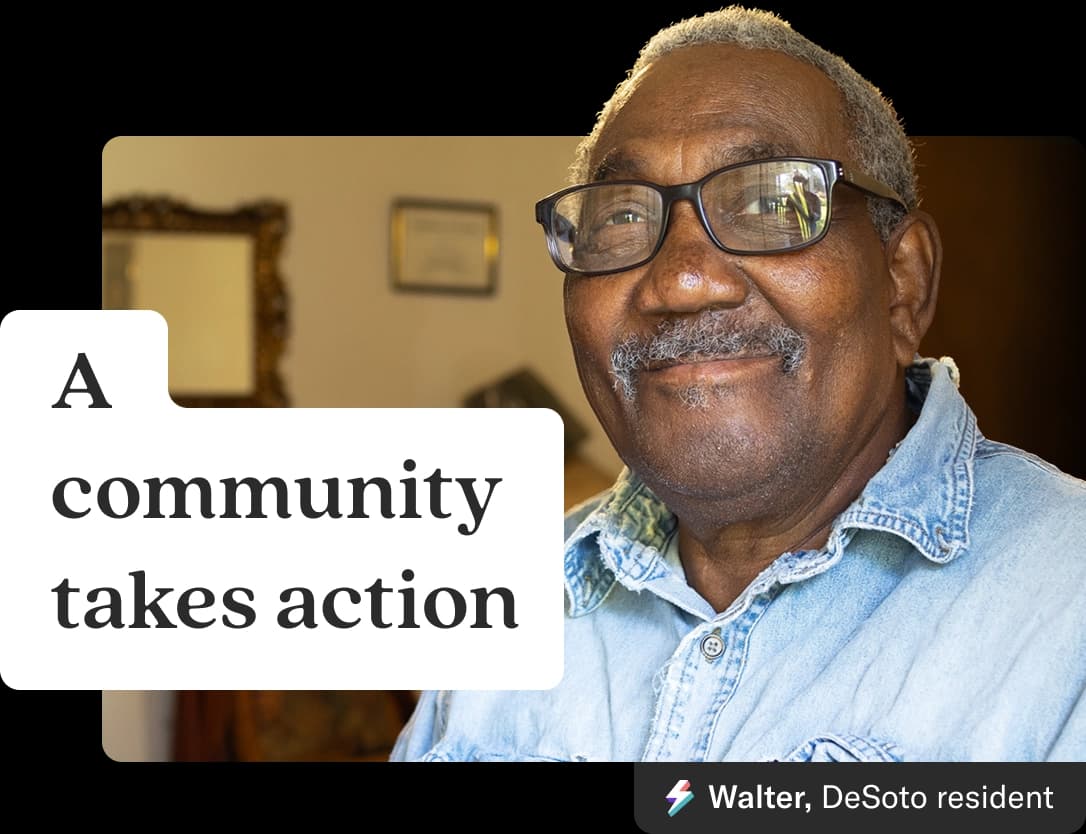 A community takes action. Walter's photograph, DeSoto resident